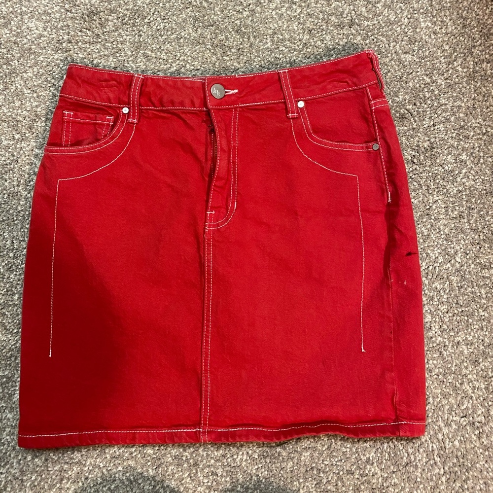 Red jean skirt